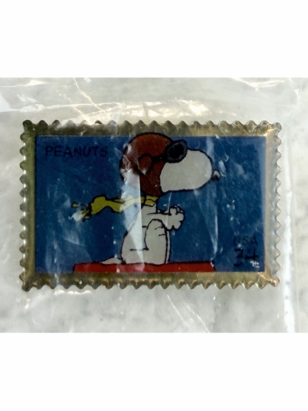 (VTG NOS) USPS • 2001 Peanuts Snoopy Flying Ace 34¢ Stamp Collectible Enamel Pin